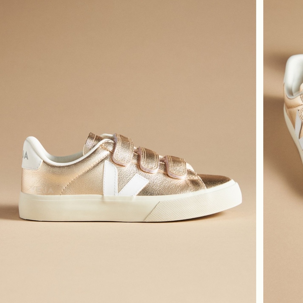 Veja ChromeFree Recife Sneakers size 39 - Anthropologie gold and white - Picture 2 of 13